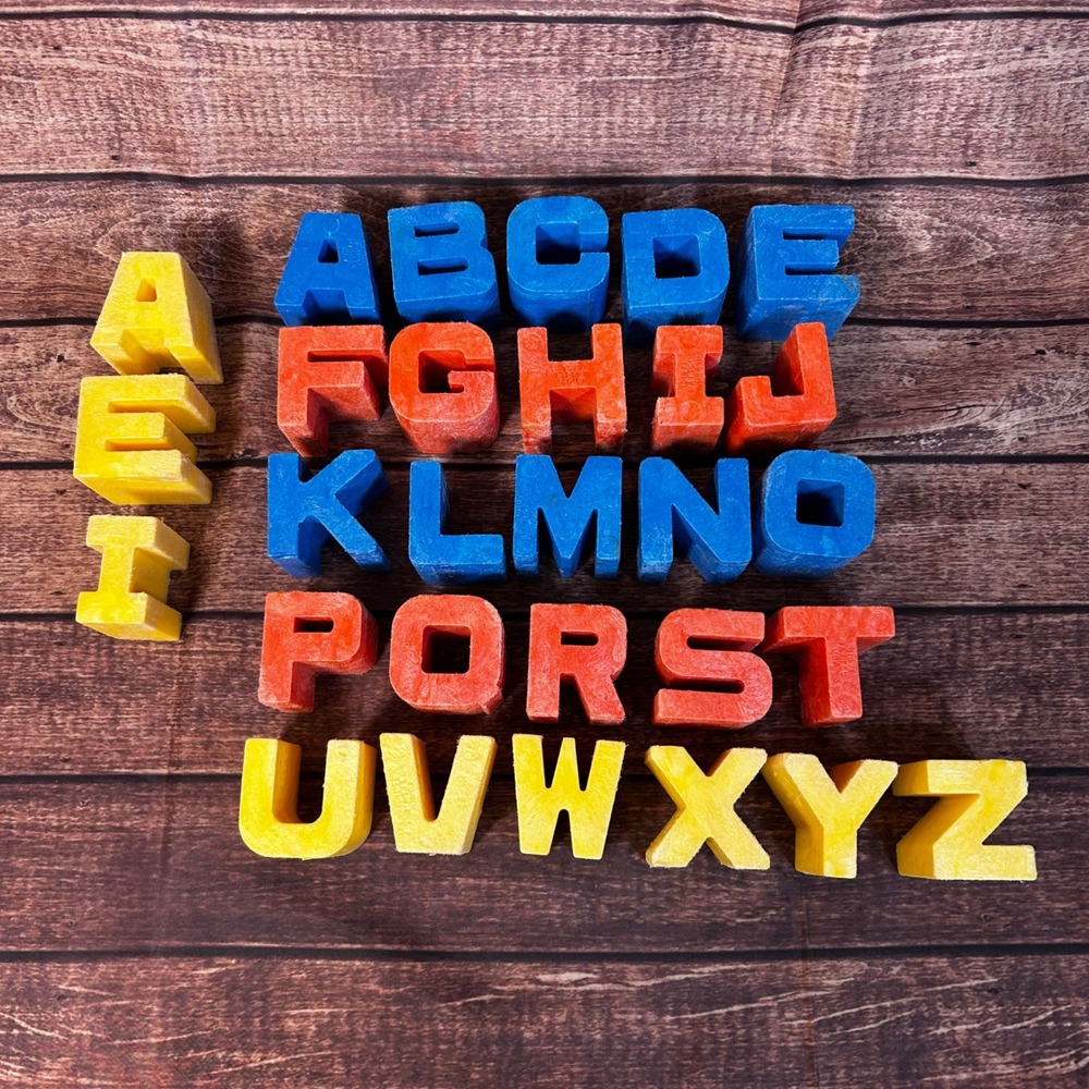 Vintage 1971 Mattel Tuff Stuff ABC Blocks Alphabet Letters USA Lot of 29